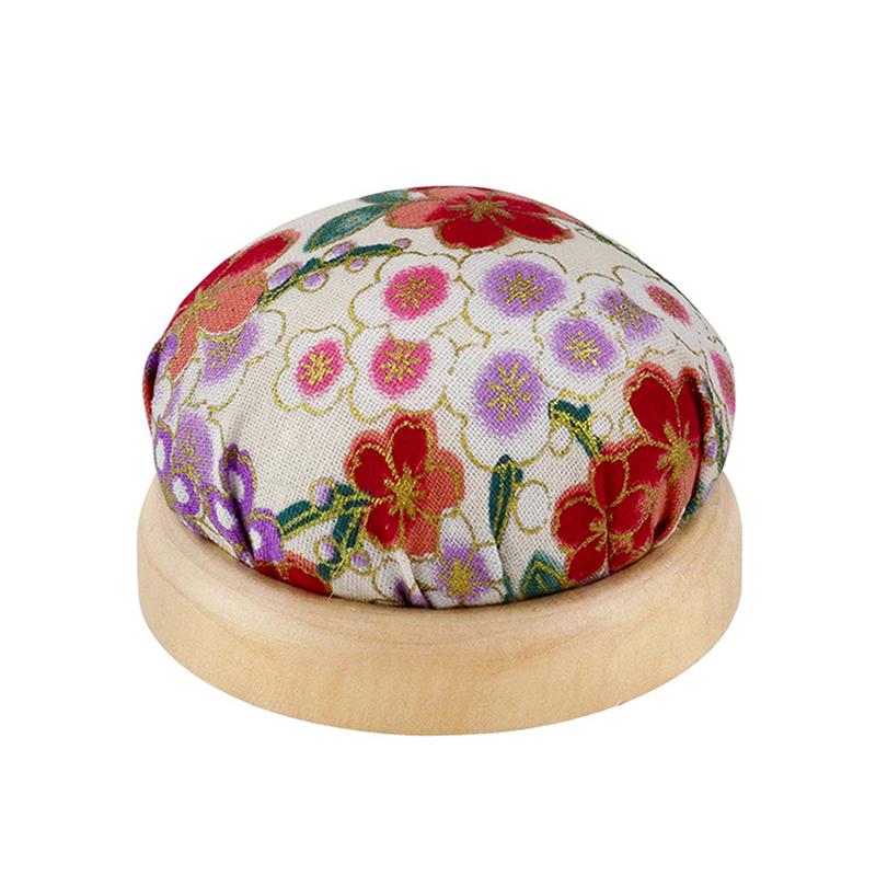 

Винтажные вышитые подушечки для булавок, полукруглые подушечки для булавок с деревянным основанием, держатель для игл для рукоделия, швейные аксессуары A1