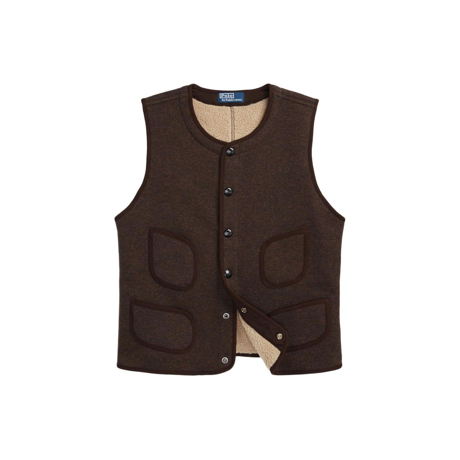 

Polo Ralph Lauren Однотонный флисовый жилет на одной пуговице, повседневный, мужской, коричневый 710926993001 M