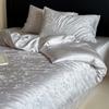 Light Luxury Lenzing Tencel Four-Piece Set, Summer Lyocell Jacquard Flower Quilt Cover, Ice Silk Nude Single Three-Piece Set