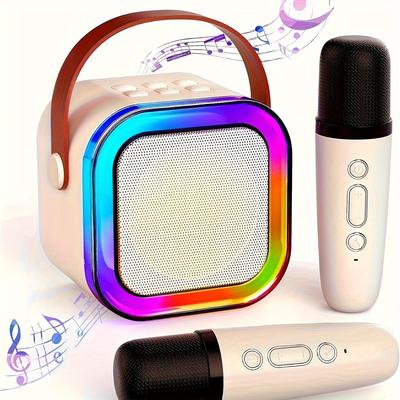 2 Microfones Mini Máquina de Karaokê, Alto-falante de Microfone Sem Fio Portátil, Festa, Reunião de Família e Outros Alto-falantes de Aplicação Multi-Cenário