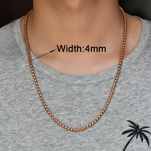 2/3/4/5mm Men's Box Chain Stainless Steel Necklace Choker for Women Copper/Gold/Black/Rose Gold Color 14 - 40 Inch Metal Jewelry