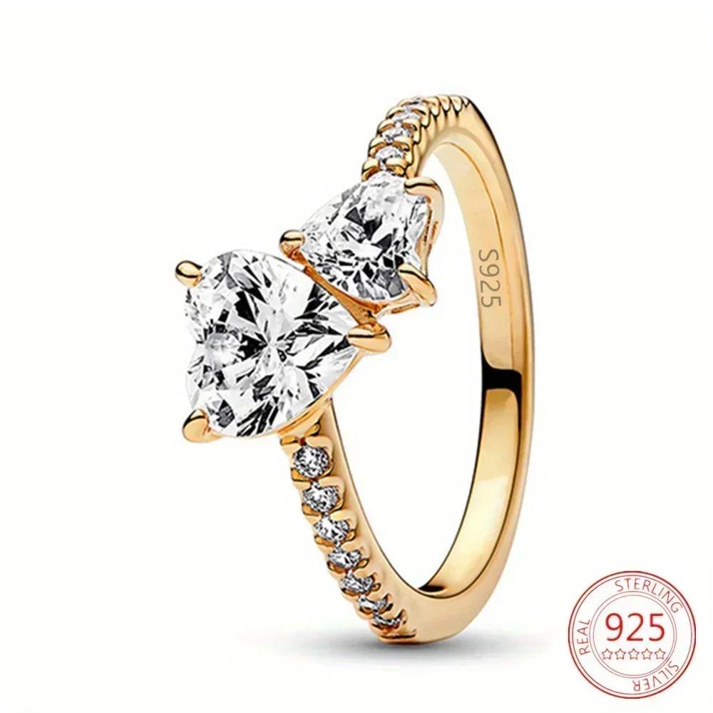 Authentic Genuine Copper Ring Design Colorful Heart Crown Bow Moon Shell Crystal For Women Valentine'S Birthday Occasion Jewelry Creation