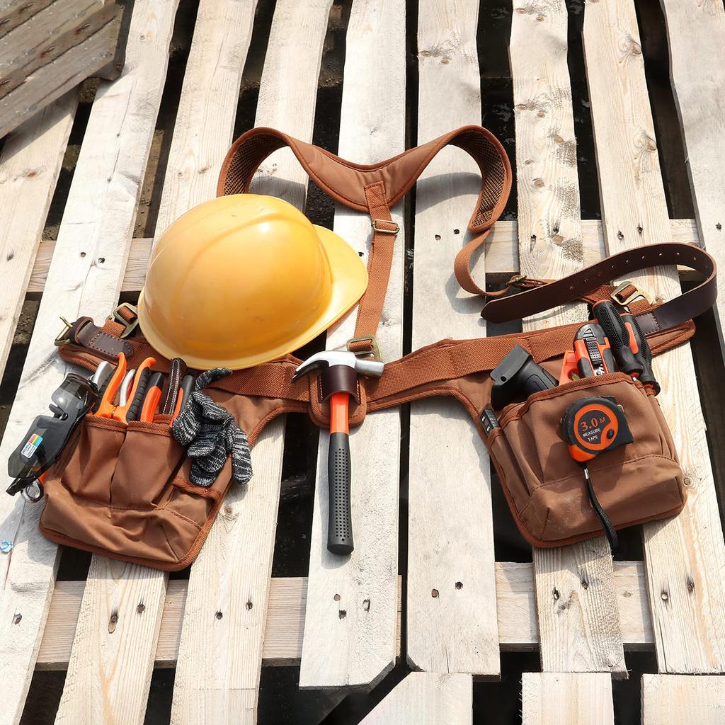 TOURBON Electrician Tool Holder Work Tool Bag with and Pliers Holder Drill, Hammer, Screwdriver,
