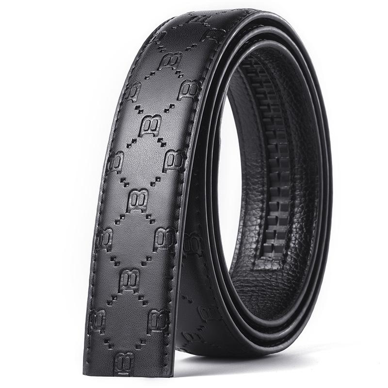 Headless Men's 3.5cm Leather Belt Strap with Automatic Buckle-Free Design