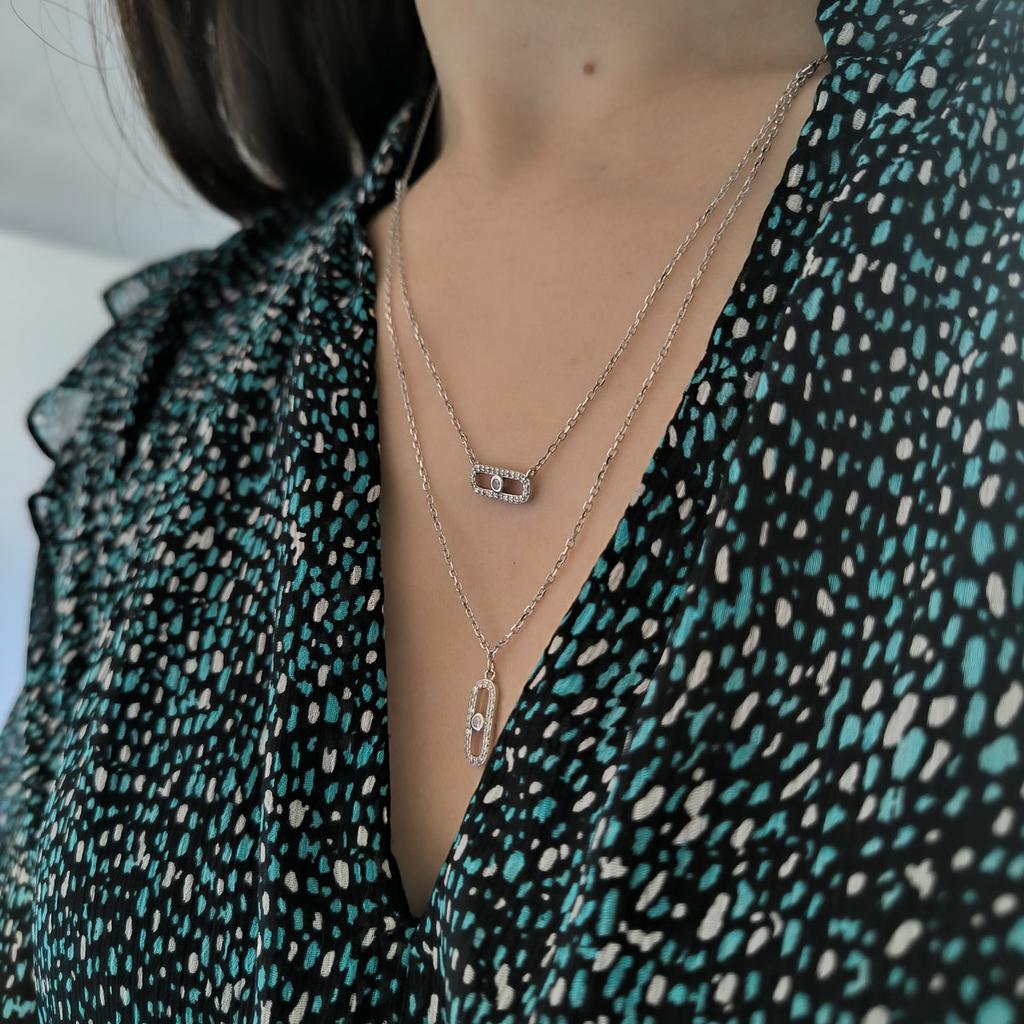 Серебряное колье с фианитами, вес изделия 3,87 гр (2208716)