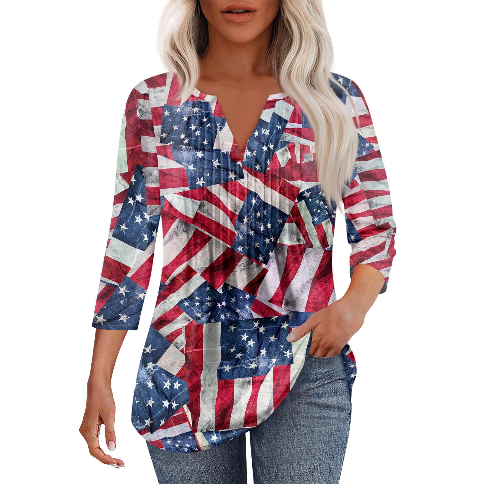 

Женская модная повседневная плиссированная футболка с V-образным вырезом и рукавом семь четвертей L