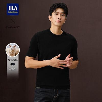 HLA Men's Short-Sleeve Round Neck Knit Sweater