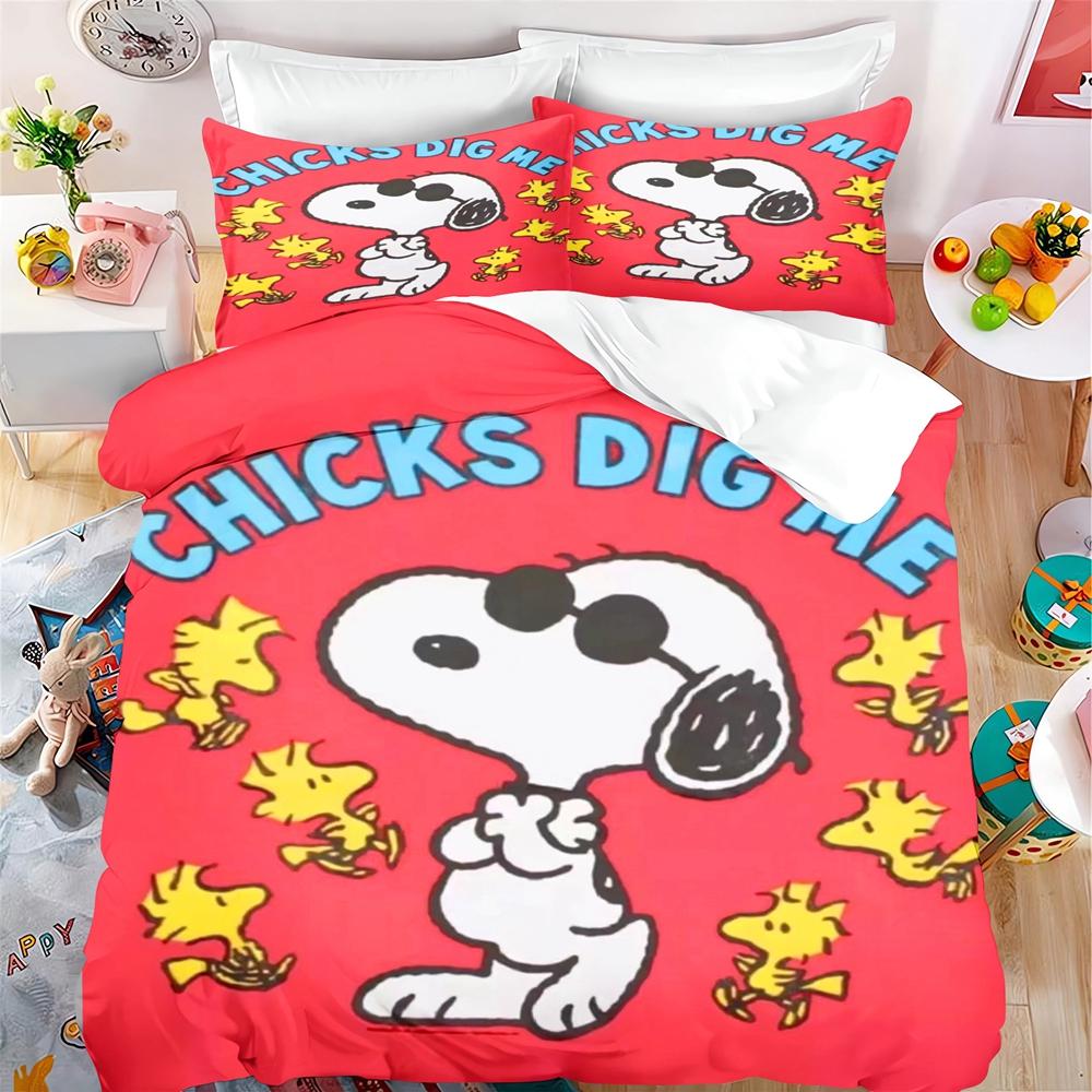 Happy Little Dog Duvet Cover Snoopy Set For Children Cartoon Anime Comforter King Size Bedding Queen And Twin,3D Printed Quilt