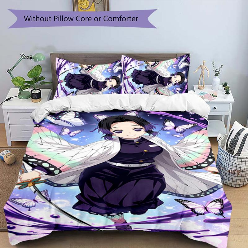 3pcs Demon Slayer Characters2 Pattern Bedding Set Duvet Cover Set Includes Duvet Cover &pillowcases, Perfect All Season Bedroom Decoration & Gift