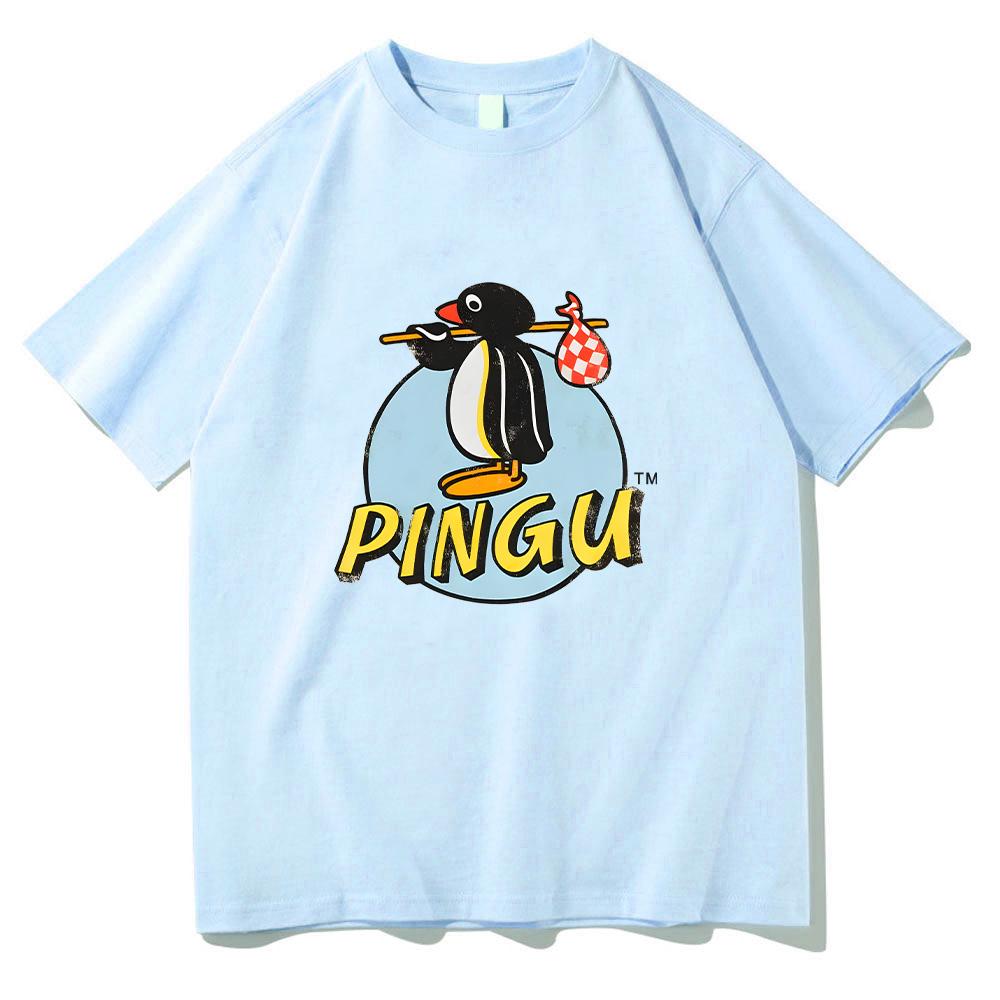 Pingu Classic Logo Natural TShirt Women Unisex Round Neck Penguin Tee Shirt Harajuku Clothes Classic Comfortable Chic YK Clothing