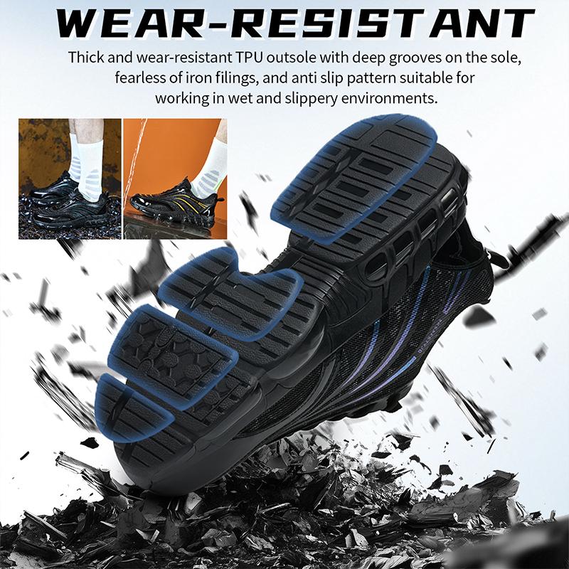 Steel Toe Shoes for Men Women Anti Smashing Anti Puncture Work Shoes Air Cushion Lightweight Safety Shoes Non Slip Sneakers