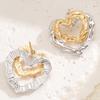 1 Pair Women Earrings Double-Layer Design Heart Irregular Shape Stud Earrings Scratch-Resistant Two-tone Earrings Jewelry Gift