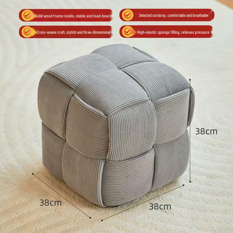 

Compact Wooden Luxury Footstool - Sofa Stool for Living Room, Shoe Changing, Square Seat, Simple Design