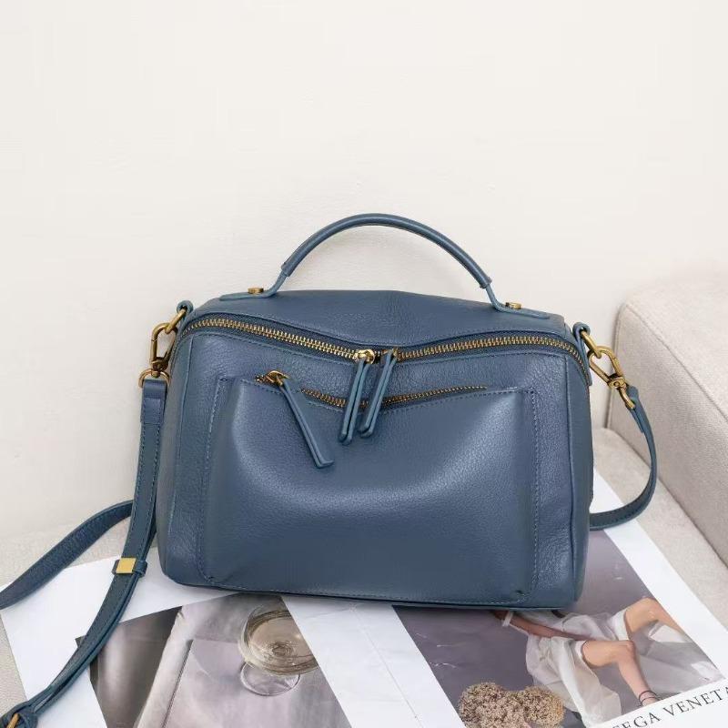 

Leather shoulder bag large capacity niche versatile women s bag high texture handbag simple universal messenger bag 20*10*20cm морской синий