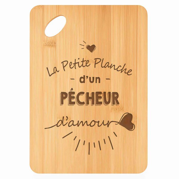 Planche à découper - PLANETEE - Plateau Apéro en Bambou - Bambou naturel - 30 x 20 x 1 cm - Trou 24 mm