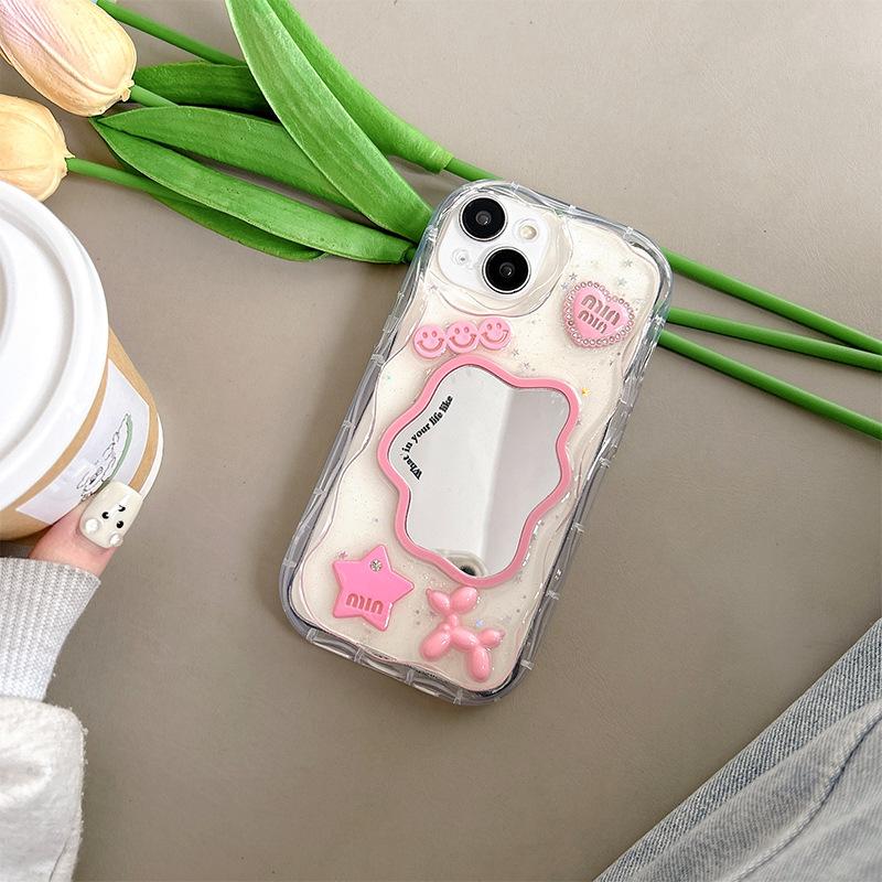 

Розовый зеркальный чехол для телефона Love для IPhone17Promax Прозрачный с блестками и клеем для Apple 16 Пятиконечная звезда For iPhone 17Promax