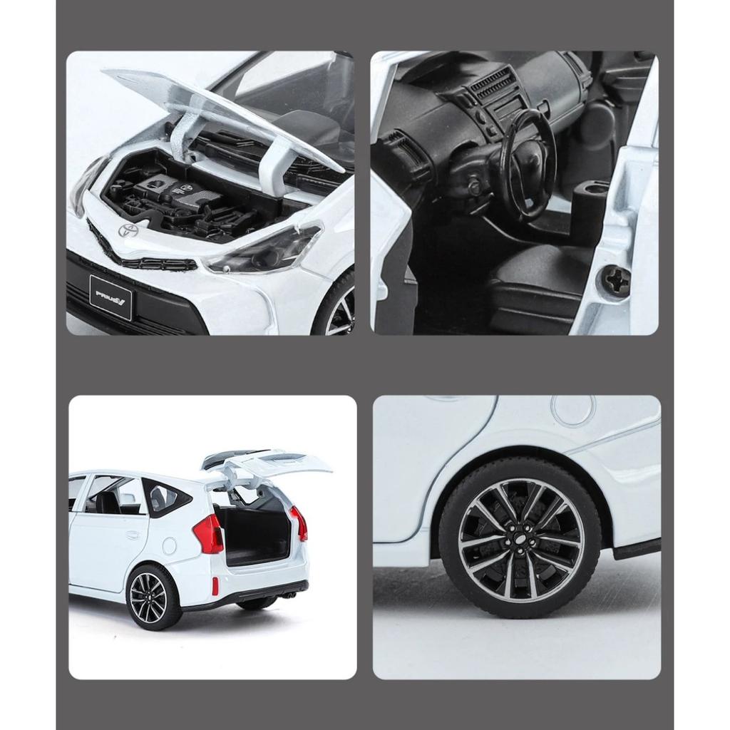1/32 TOYOTA PRIUS Alloy Car Model Diecast Metal Vehicles Car Model Sound and Light Simulation Collection Childrens Toy Gift