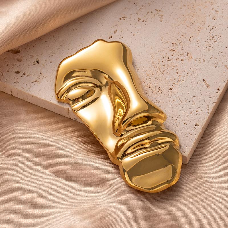 Thousands Of Calls Half Face Anti-Light Stainless Steel Brooch Collection Wind Halloween Texture Titanium Steel Pin