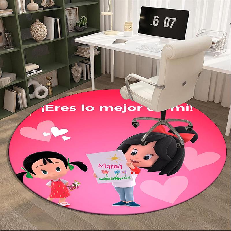 Cleo And Cuquin Round Rug for Livingroom,Bedroom, Palyroom, Chair Rug, Area rug, Circle Carpet, Fan Christmas gift