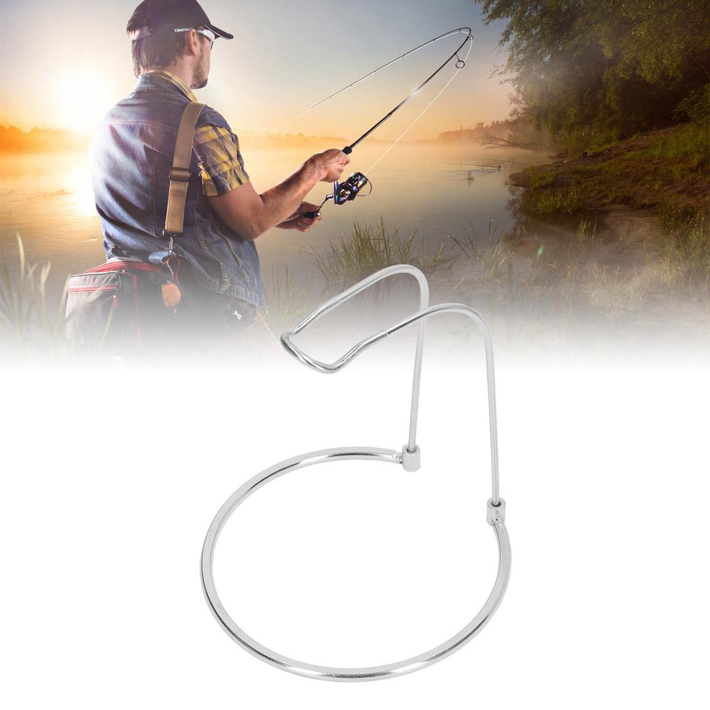   Reel Rack Stainless Steel Short Type U Shaped Upper Frame Round Base Lightweight Detachable Fishing Gear Stand