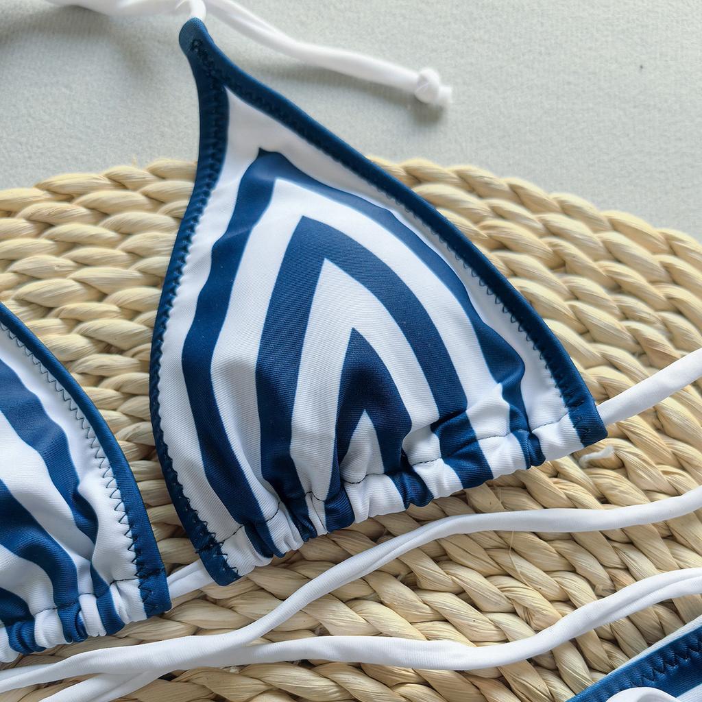 OFTBUY 2025 New Summer Sexy Striped Skirt Style Swimsuit Women 3 Pieces Bikini Set Bra Plain Beach Fringe Swimwear Female