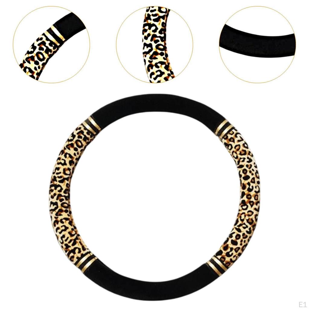 Leopard Steering Wheel Cover Easy Installation Practical for Women, Men Replace Anti Slip Auto