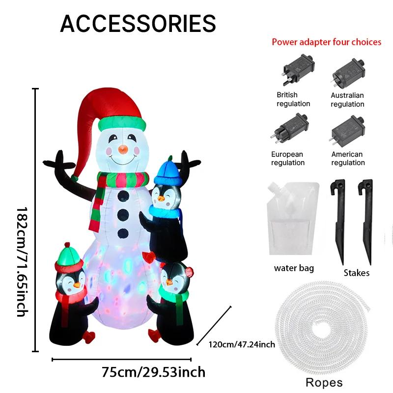 5.91FT Inflatable Snowman Penguin Family Set Toy Xmas Yard Decoration Festive Gift LED Lit Christmas Supplie Home Decor Ornament