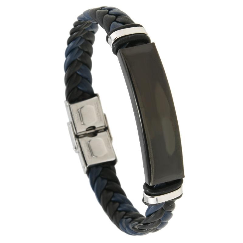 Meier Beautiful jewelry braided stainless steel men bracelet casual glossy leather bracelet bracelet