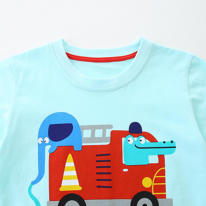 Summer Boys T-Shirt Cartoon Print Children's Sweatshirt Cotton Crew Neck Short Sleeve Top for Middle and Child Children