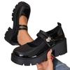 Women's Wide Width Mary Jane Pumps, Round Toe Single Buckle Platform Flats, Japanese JK Style Autumn Shoes for Women