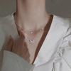 LATS Nouveau Collier Papillon Brillant pour Dames Exquis Double Couche Chaîne de Clavicule Collier Bijoux pour Dames Cadeau