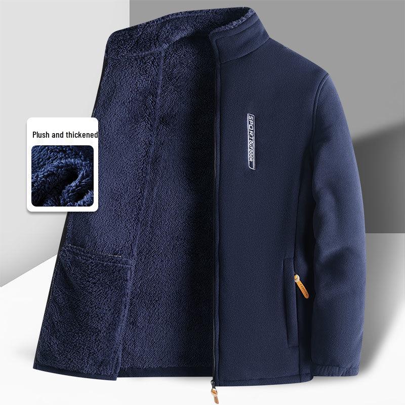 Men's Extra Thick Polar Fleece Jacket – Stand Collar Casual Winter Coat