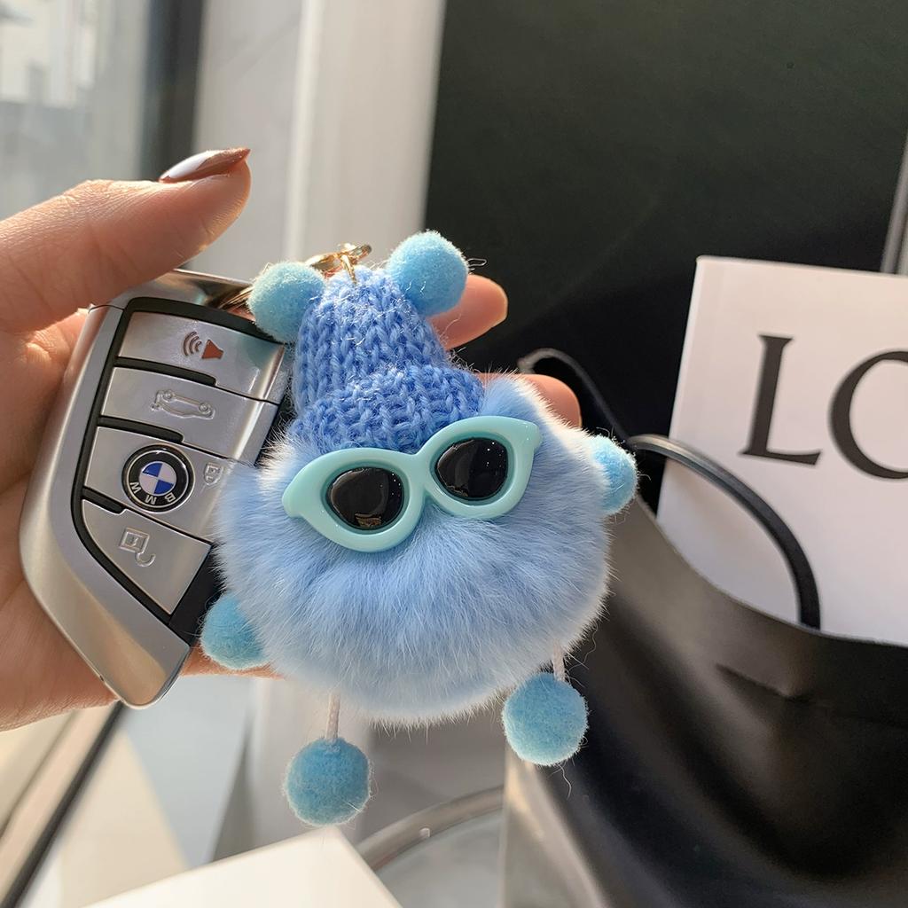 Real Rex Rabbit Hair Coal Ball Elf Ins Internet Celebrity Cute Bag Pendant Plush Doll Car Keychain Pendant