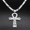 Ankh Cruz Egipcia Ojo de Horus Alas Serpiente Collar Hombres Acero Inoxidable Llave de la Vida Cadena Cubana Collares Joyería N9730S05