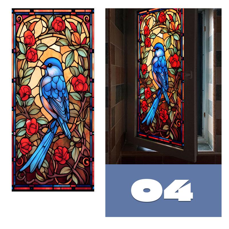 European Style Colorful Stained Glass Film Modern Art Geometry Pattern Privacy Window Stickers Static Cling Home Decor