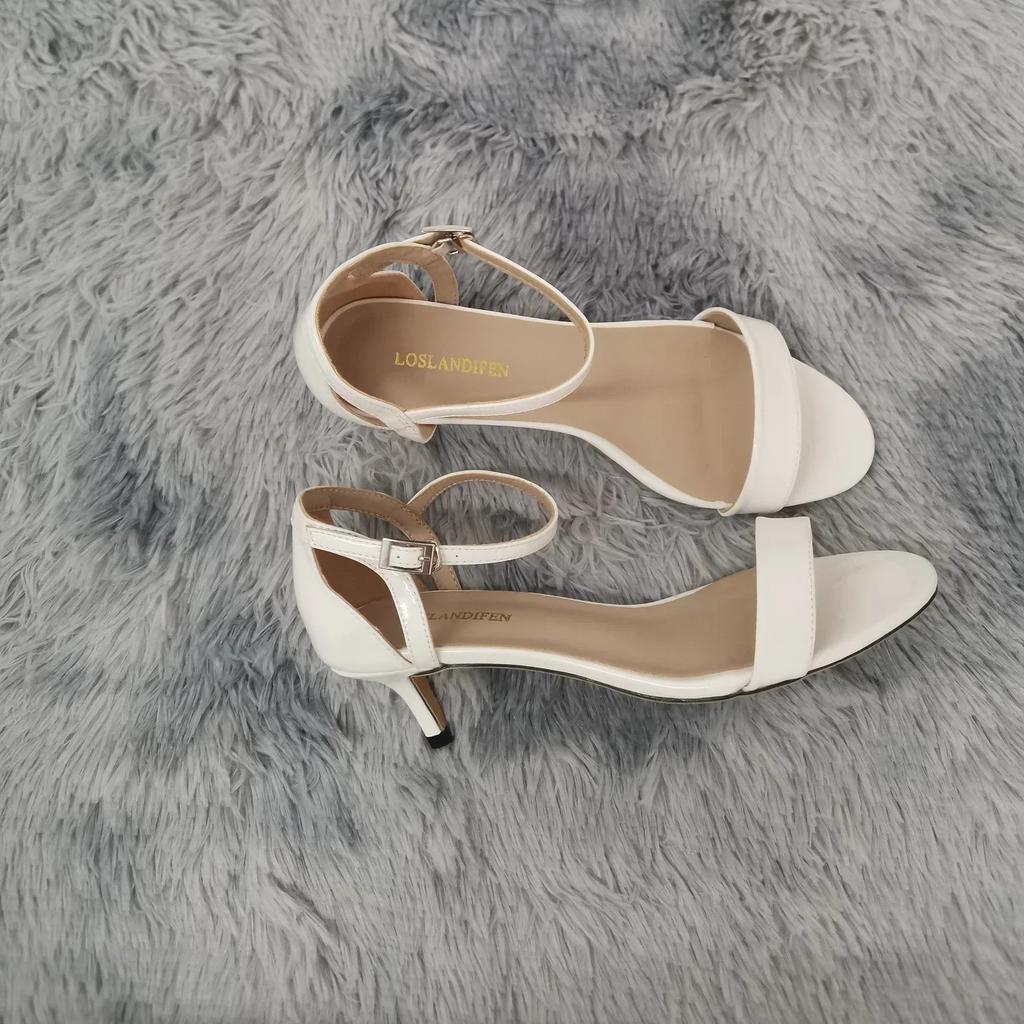 Women Patent Leather Sandals  Summer Multi Color 5cm Low High Heels Sexy Pumps Ankle Strap Sandal Ladies Party Wedding Shoes