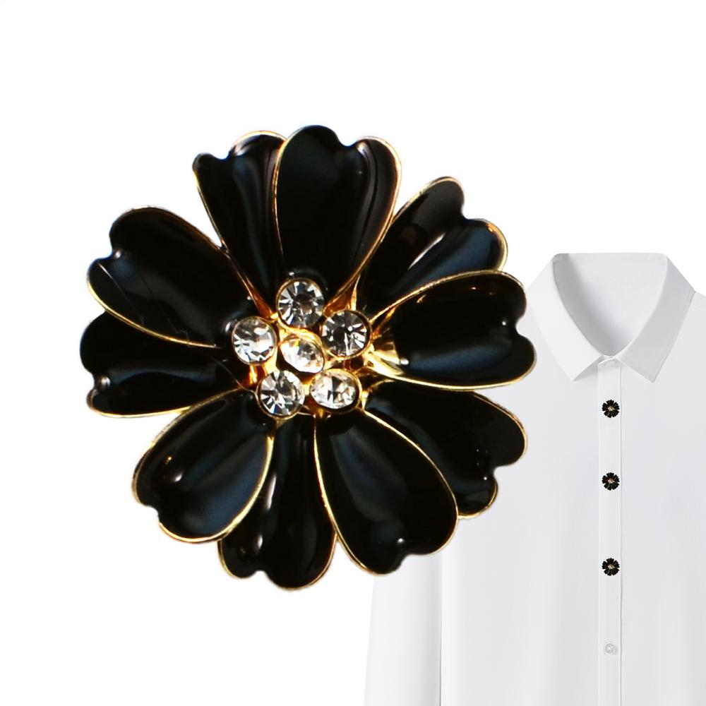 Button Covers Decoration Rhinestone Clip Flower Shaped Button Covers For Jeans For Sewing Jeans Dress Fabric Blouse Clothing