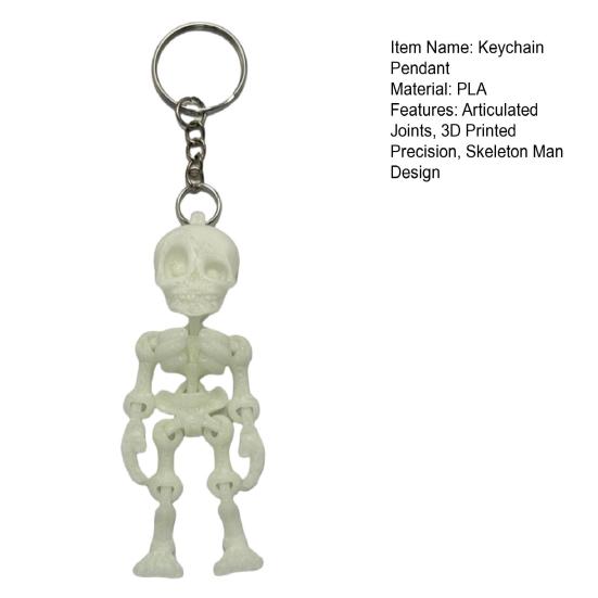 Skeleton Man Keychain Pendant 3D Printed Lightweight Jointed Key Holder Portable Car Key Toy Bag Accessory