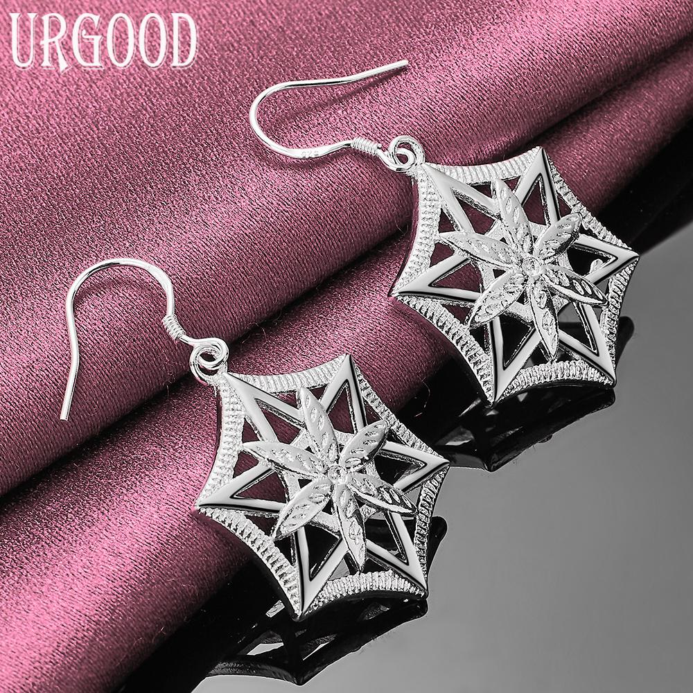 925 Sterling Silver Wedding Jewelry Hexagon Earrings