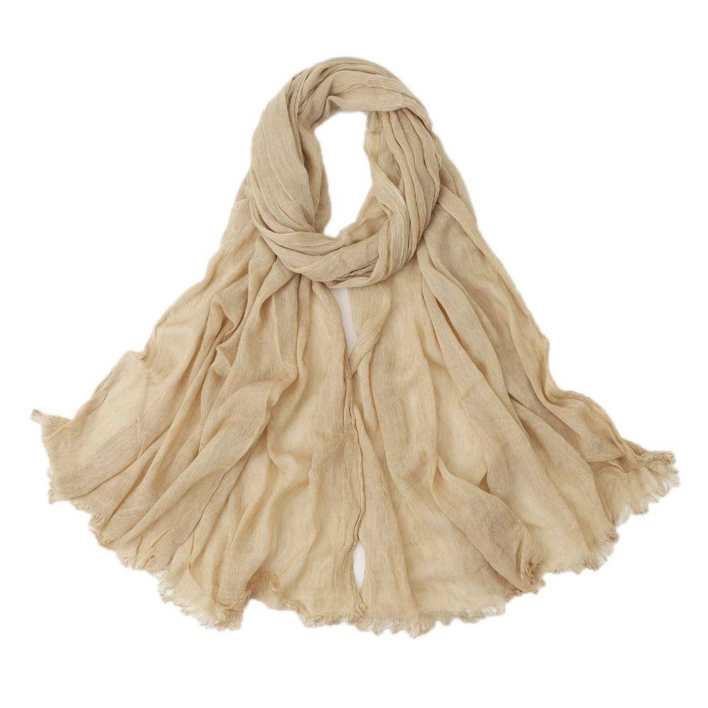 Solid Color Crinkle Hijabs Tie-dye Rayon Female Turban Women Muslim Scarf Shawls  Four Seasons