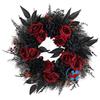 Halloween Wreath Decor Front Door Hallway Plastic Ghost House Theme Party Decoration With LED Lights