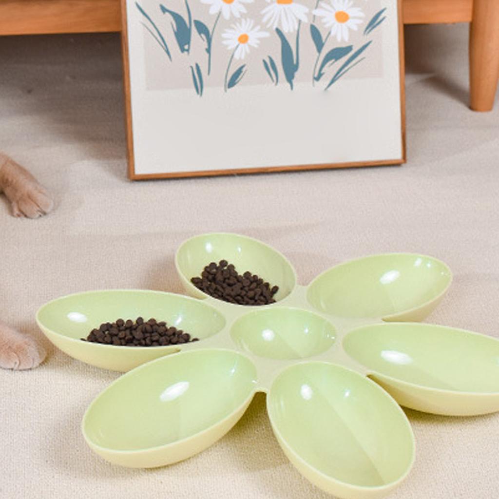 Flower Petals Shaped Pet Feeding Bowl 6 Grids Cat Food Bowl Multifunction Food and Water Cat Dishes for Small Cats and
