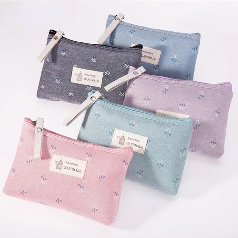 Soft Canvas Dot Print Women Cute Cosmetic Bag Toiletries Organizer Portable Make Up Bags Case Travel Storage Bag