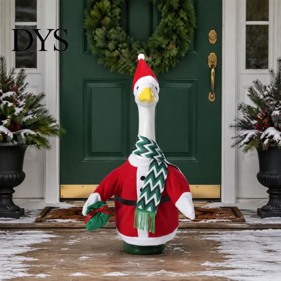 Weather Resistant Polyester Costume 1 Set Christmas Porch Goose Outfit, Festive Dress with Hat, Winter Garden Statue Clothes Fall Holiday for 23 Inch