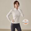 High-end white quick-drying clothes, thin sports jacket, women's running yoga stand-up collar, tight mountain climbing cycling clothes, long sleeves