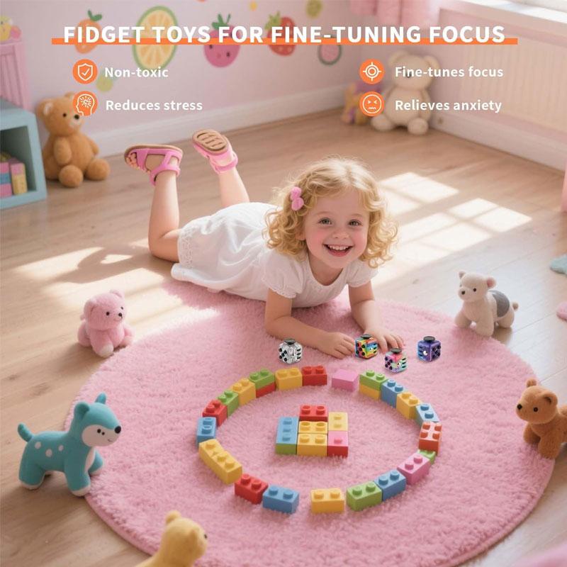 Fidget Cube Antistress Toy 8 Models 3.4Cm 40G Hand Spinner Decompression Tool For Autism Adhd Anxiety Stress Relief Kids Adults