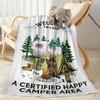Happy Camper Adventure Blankets Are Suitable for Living Rooms,making Them an Ideal Choice for Outdoor Travel and Gifts.