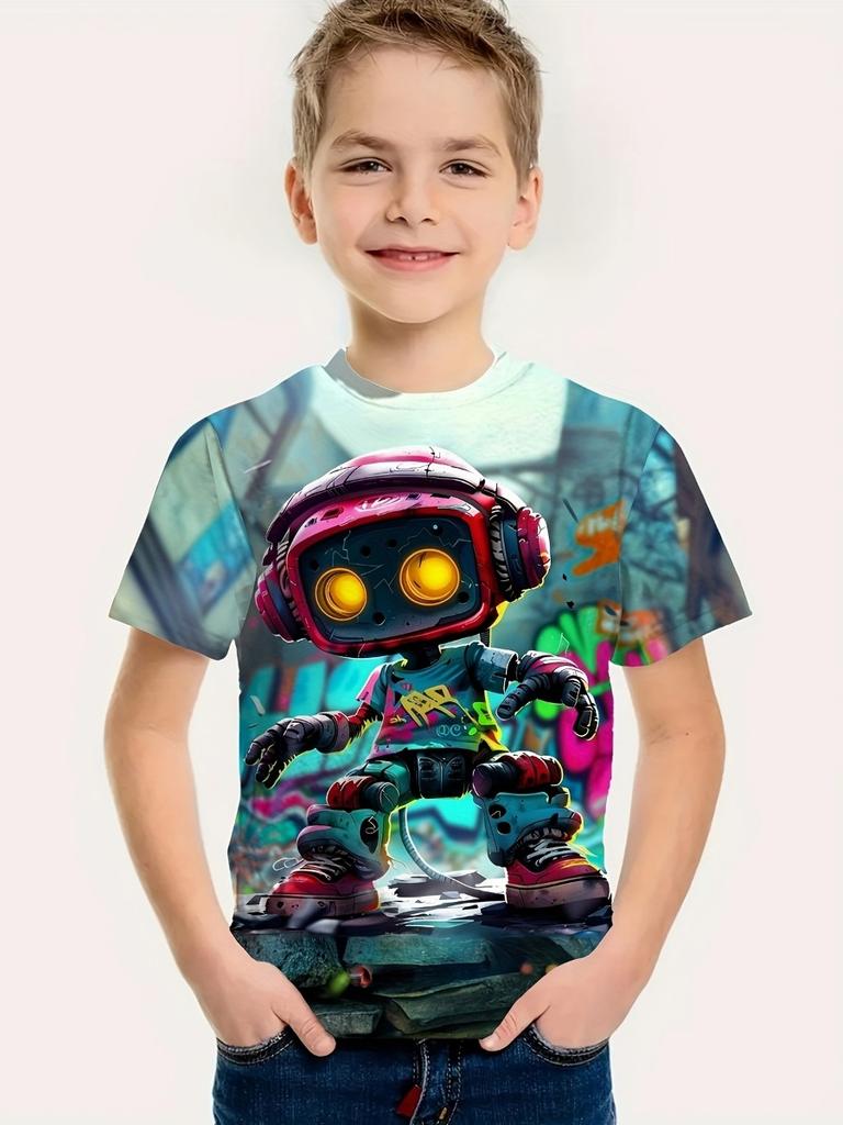 Summer Kids Clothes Boys 3D Print Tshirt Short Sleeve Children Clothes Casual Streetwear