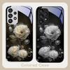 Moisturizing Pink Flower For Samsung Galaxy S23 24 Plus S20 21 FE S25 Ultra A70 72 73 51 52 53 Tempered Glass Phone Case