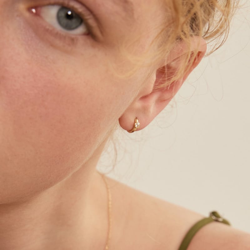 LUNNE 14k Diamond Essential Bezel One-Touch Earrings (14k Gold) #LCE10